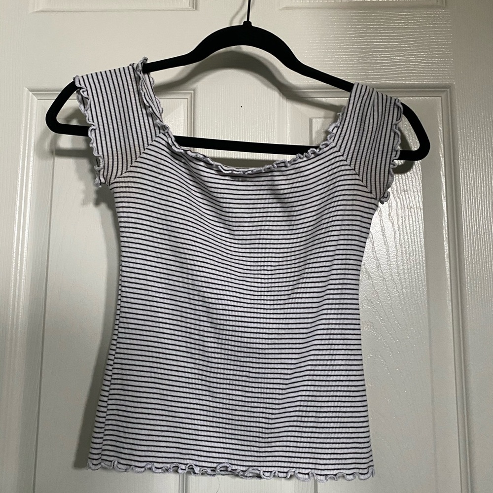 Striped off the shoulder blouse.